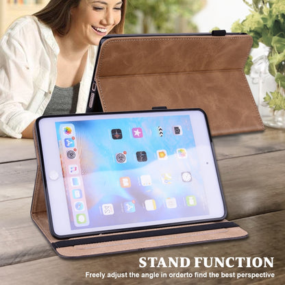 For iPad Pro 12.9 2022 / 2021 / 2020 / 2018 Solid Color Embossed Striped Leather Case(Brown) - iPad Pro 12.9 (2022/2021) Cases by buy2fix | Online Shopping UK | buy2fix