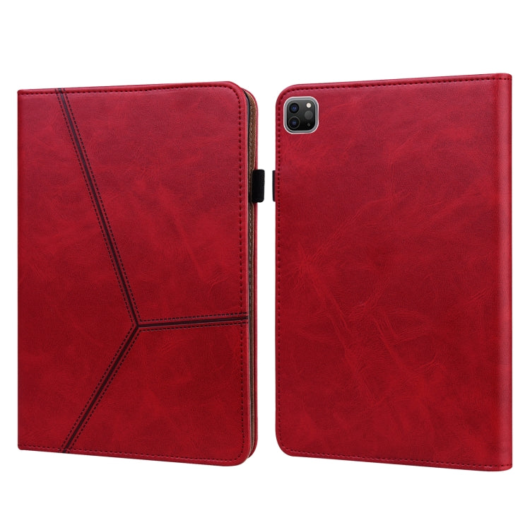 For iPad Pro 12.9 2022 / 2021 / 2020 / 2018 Solid Color Embossed Striped Leather Case(Red) - iPad Pro 12.9 (2022/2021) Cases by buy2fix | Online Shopping UK | buy2fix