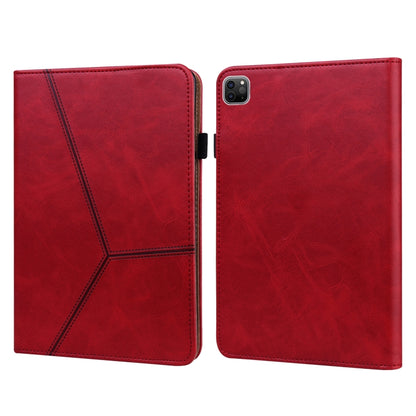 For iPad Pro 12.9 2022 / 2021 / 2020 / 2018 Solid Color Embossed Striped Leather Case(Red) - iPad Pro 12.9 (2022/2021) Cases by buy2fix | Online Shopping UK | buy2fix