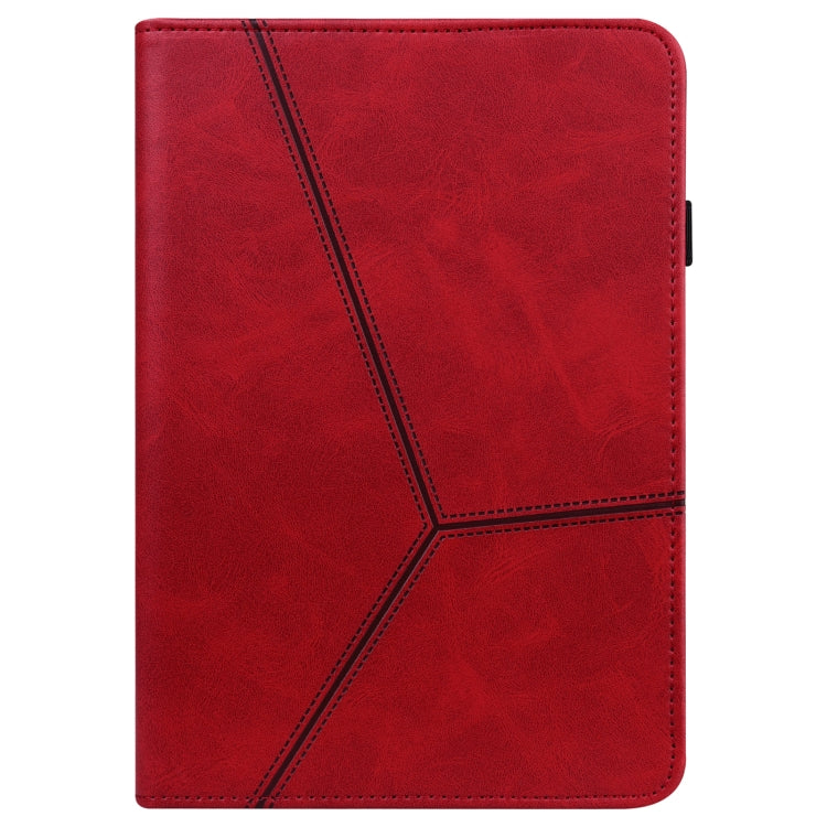 For iPad Pro 12.9 2022 / 2021 / 2020 / 2018 Solid Color Embossed Striped Leather Case(Red) - iPad Pro 12.9 (2022/2021) Cases by buy2fix | Online Shopping UK | buy2fix