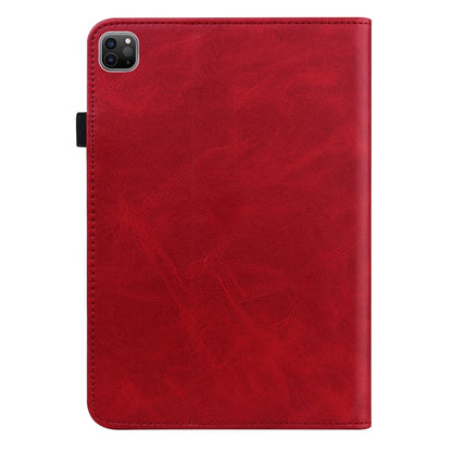 For iPad Pro 12.9 2022 / 2021 / 2020 / 2018 Solid Color Embossed Striped Leather Case(Red) - iPad Pro 12.9 (2022/2021) Cases by buy2fix | Online Shopping UK | buy2fix