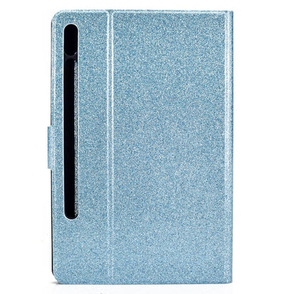For Samsung Galaxy Tab S8 / S7 Varnish Glitter Powder Smart Leather Tablet Case(Blue) by buy2fix