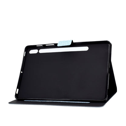 For Samsung Galaxy Tab S8 / S7 Varnish Glitter Powder Smart Leather Tablet Case(Blue) by buy2fix