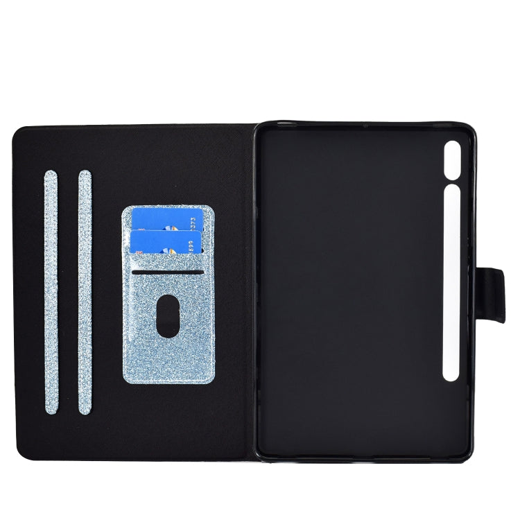 For Samsung Galaxy Tab S8 / S7 Varnish Glitter Powder Smart Leather Tablet Case(Blue) by buy2fix