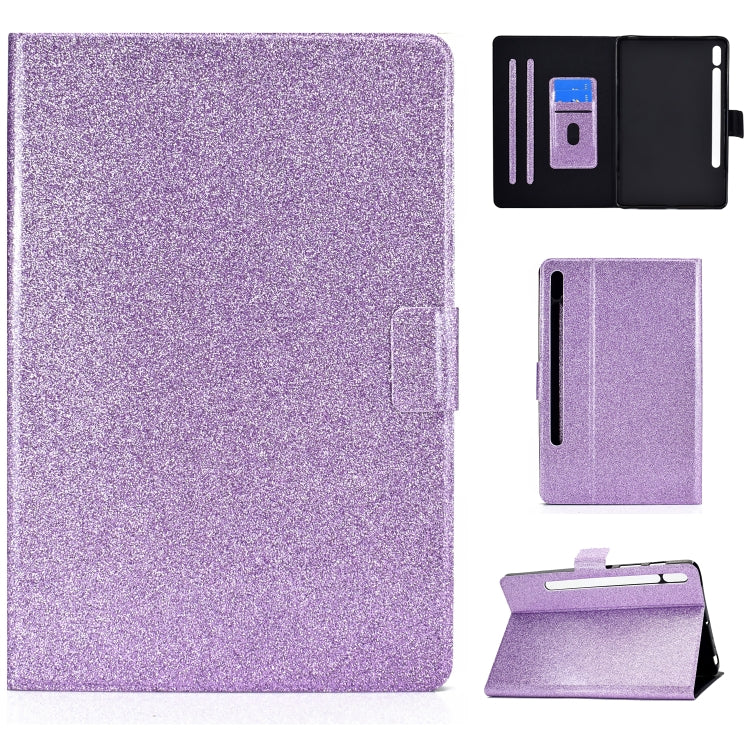 For Samsung Galaxy Tab S8 / S7 Varnish Glitter Powder Smart Leather Tablet Case(Purple) by buy2fix