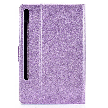For Samsung Galaxy Tab S8 / S7 Varnish Glitter Powder Smart Leather Tablet Case(Purple) by buy2fix