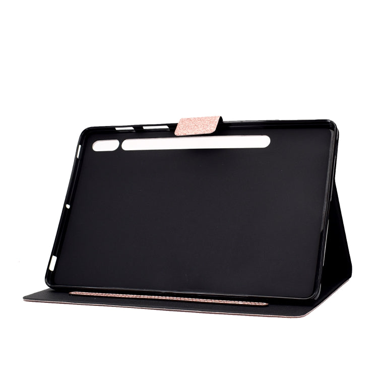 For Samsung Galaxy Tab S8 / S7 Varnish Glitter Powder Smart Leather Tablet Case(Rose Gold) by buy2fix
