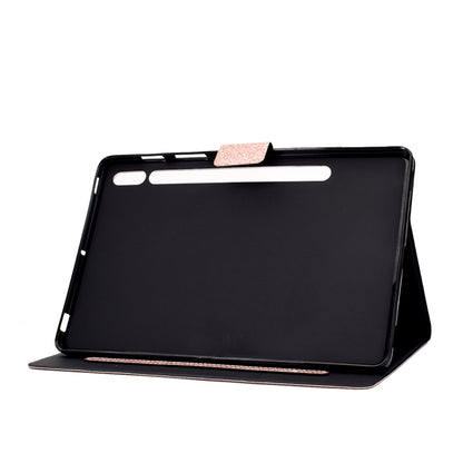 For Samsung Galaxy Tab S8 / S7 Varnish Glitter Powder Smart Leather Tablet Case(Rose Gold) by buy2fix