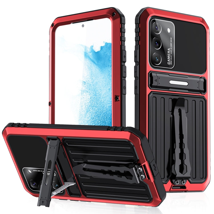 For Samsung Galaxy S22+ 5G Triple-proof Armor Life Waterproof Phone Case with Holder(Red) - Galaxy S22+ 5G Cases by buy2fix | Online Shopping UK | buy2fix