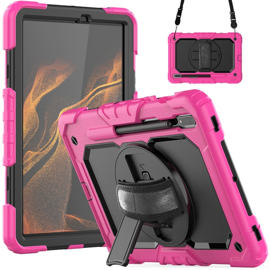 For Samsung Galaxy Tab S8 11 inch SM-X700 Silicone + PC Tablet Case(Rose Red+Black) by buy2fix
