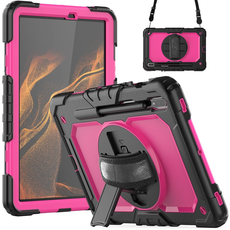 For Samsung Galaxy Tab S8 11 inch SM-X700 Silicone + PC Tablet Case(Black+Rose Red) by buy2fix