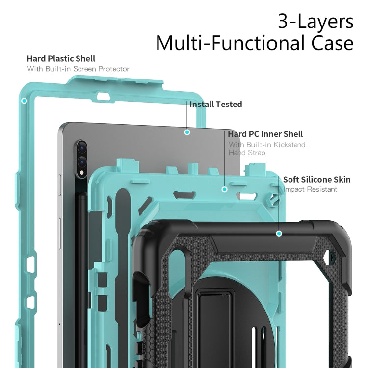 For Samsung Galaxy Tab S8 11 inch SM-X700 Silicone + PC Tablet Case(Black+Light Blue) by buy2fix