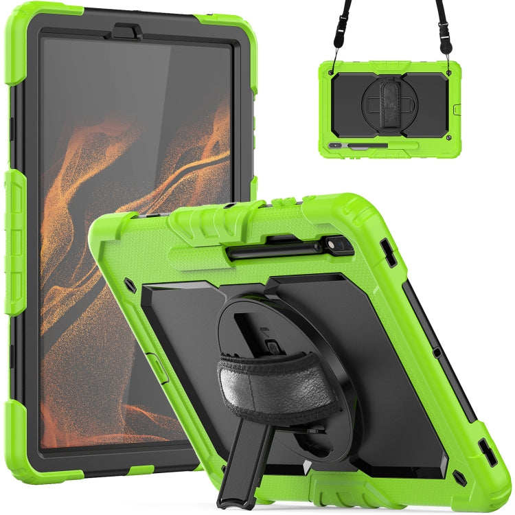 For Samsung Galaxy Tab S8+ 12.4 inch SM-X800 Silicone + PC Tablet Case(Yellow Green+Black) by buy2fix