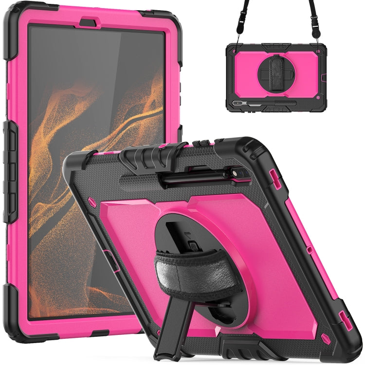 For Samsung Galaxy Tab S8+ 12.4 inch SM-X800 Silicone + PC Tablet Case(Black+Rose Red) by buy2fix