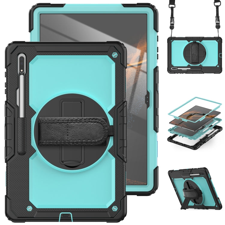 For Samsung Galaxy Tab S8 Ultra 14.6 inch SM-X900 Silicone + PC Tablet Case(Black+Light Blue) by buy2fix