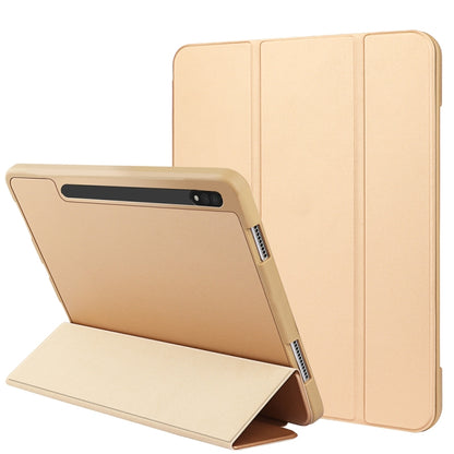 For Samsung Galaxy Tab S8+ / X800 3-folding Honeycomb TPU Smart Leather Tablet Case(Gold) by buy2fix