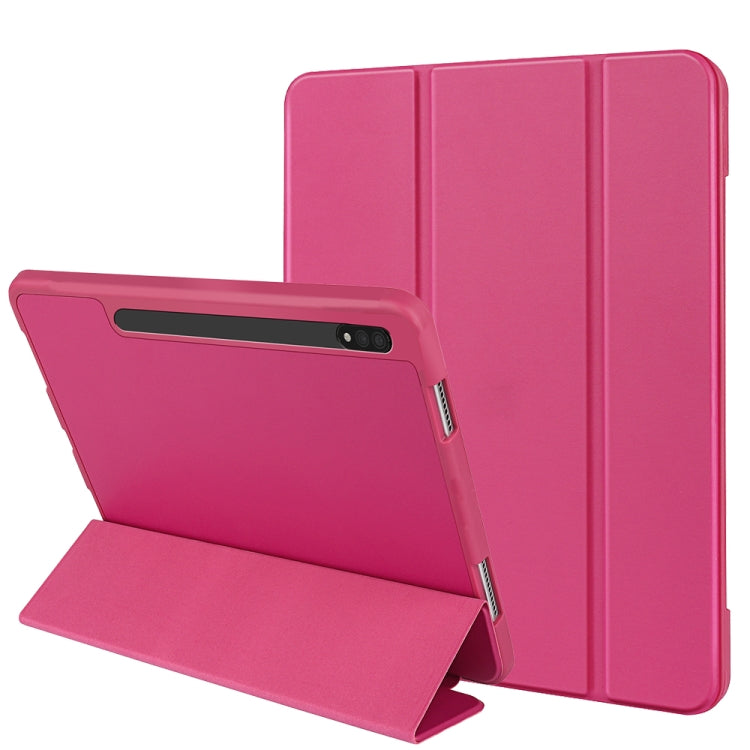 For Samsung Galaxy Tab S8+ / X800 3-folding Honeycomb TPU Smart Leather Tablet Case(Rose Red) by buy2fix