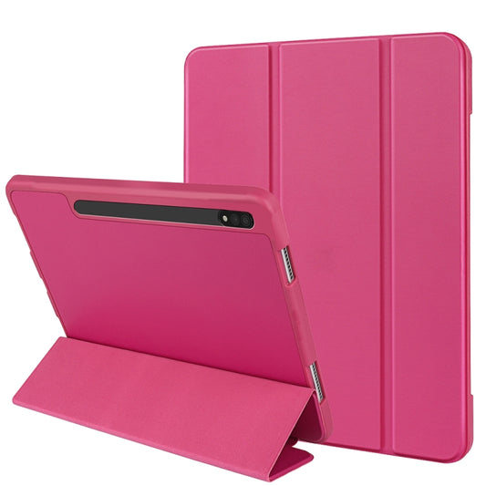 For Samsung Galaxy Tab S8 Ultra / X900 3-folding Honeycomb TPU Smart Leather Tablet Case(Rose Red) by buy2fix