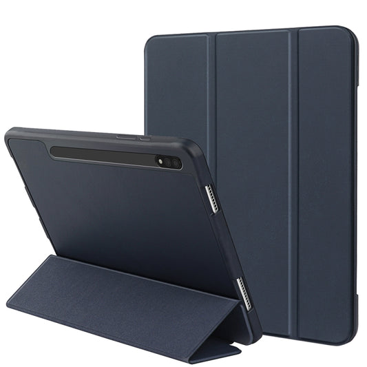 For Samsung Galaxy Tab S8 Ultra / X900 3-folding Honeycomb TPU Smart Leather Tablet Case(Dark Blue) by buy2fix