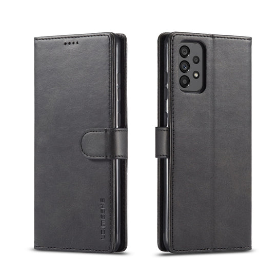 For Samsung Galaxy A73 5G LC.IMEEKE Calf Texture Leather Phone Case(Black)