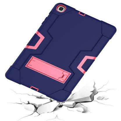For Galaxy Tab A 10.1 (2019) T510 Contrast Color Silicone + PC Combination Case with Holder(Navy Blue + Rose Red) - Tab A 10.1 (2019) T510 / T515 by buy2fix | Online Shopping UK | buy2fix