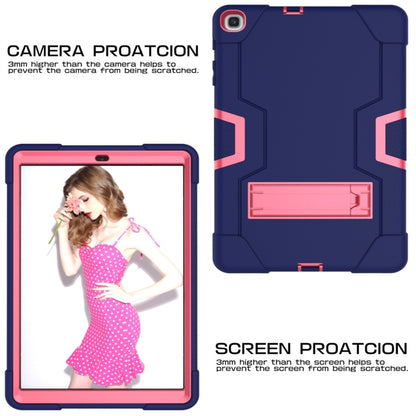For Galaxy Tab A 10.1 (2019) T510 Contrast Color Silicone + PC Combination Case with Holder(Navy Blue + Rose Red) - Tab A 10.1 (2019) T510 / T515 by buy2fix | Online Shopping UK | buy2fix