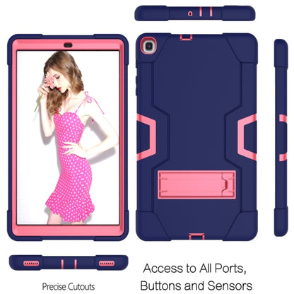 For Galaxy Tab A 10.1 (2019) T510 Contrast Color Silicone + PC Combination Case with Holder(Navy Blue + Rose Red) - Tab A 10.1 (2019) T510 / T515 by buy2fix | Online Shopping UK | buy2fix