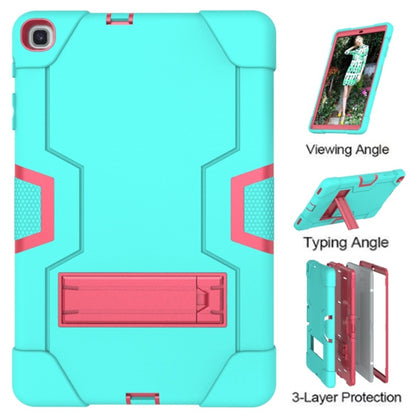 For Galaxy Tab A 10.1 (2019) T510 Contrast Color Silicone + PC Combination Case with Holder(Aqua + Rose Red) - Tab A 10.1 (2019) T510 / T515 by buy2fix | Online Shopping UK | buy2fix