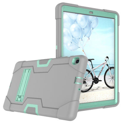 For Galaxy Tab A 10.1 (2019) T510 Contrast Color Silicone + PC Combination Case with Holder(Grey + Aqua) - Tab A 10.1 (2019) T510 / T515 by buy2fix | Online Shopping UK | buy2fix