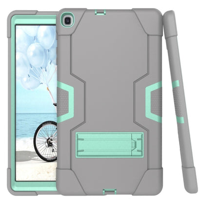 For Galaxy Tab A 10.1 (2019) T510 Contrast Color Silicone + PC Combination Case with Holder(Grey + Aqua) - Tab A 10.1 (2019) T510 / T515 by buy2fix | Online Shopping UK | buy2fix