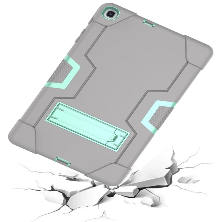 For Galaxy Tab A 10.1 (2019) T510 Contrast Color Silicone + PC Combination Case with Holder(Grey + Aqua) - Tab A 10.1 (2019) T510 / T515 by buy2fix | Online Shopping UK | buy2fix