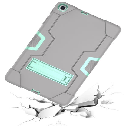 For Galaxy Tab A 10.1 (2019) T510 Contrast Color Silicone + PC Combination Case with Holder(Grey + Aqua) - Tab A 10.1 (2019) T510 / T515 by buy2fix | Online Shopping UK | buy2fix
