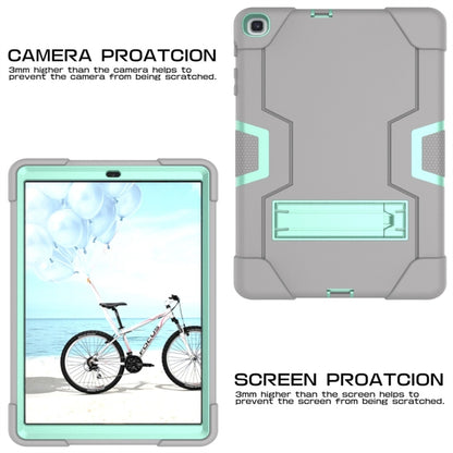 For Galaxy Tab A 10.1 (2019) T510 Contrast Color Silicone + PC Combination Case with Holder(Grey + Aqua) - Tab A 10.1 (2019) T510 / T515 by buy2fix | Online Shopping UK | buy2fix