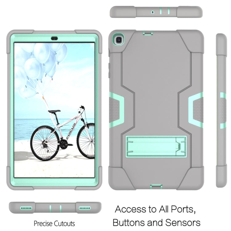 For Galaxy Tab A 10.1 (2019) T510 Contrast Color Silicone + PC Combination Case with Holder(Grey + Aqua) - Tab A 10.1 (2019) T510 / T515 by buy2fix | Online Shopping UK | buy2fix