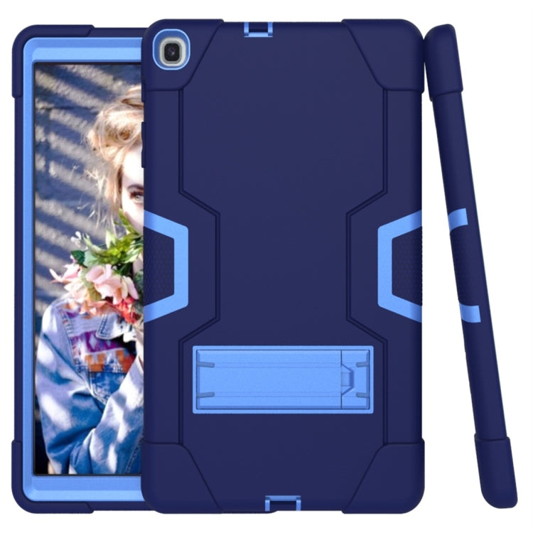 For Galaxy Tab A 10.1 (2019) T510 Contrast Color Silicone + PC Combination Case with Holder(Navy Blue + Blue) - Tab A 10.1 (2019) T510 / T515 by buy2fix | Online Shopping UK | buy2fix