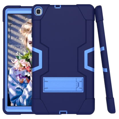 For Galaxy Tab A 10.1 (2019) T510 Contrast Color Silicone + PC Combination Case with Holder(Navy Blue + Blue) - Tab A 10.1 (2019) T510 / T515 by buy2fix | Online Shopping UK | buy2fix