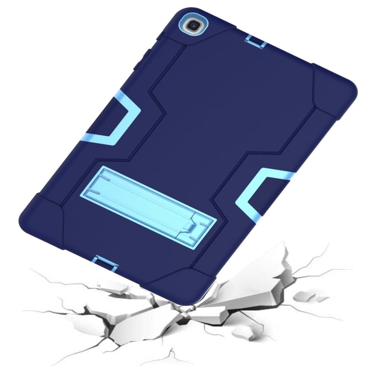 For Galaxy Tab A 10.1 (2019) T510 Contrast Color Silicone + PC Combination Case with Holder(Navy Blue + Blue) - Tab A 10.1 (2019) T510 / T515 by buy2fix | Online Shopping UK | buy2fix