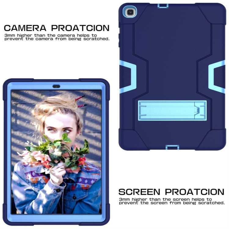 For Galaxy Tab A 10.1 (2019) T510 Contrast Color Silicone + PC Combination Case with Holder(Navy Blue + Blue) - Tab A 10.1 (2019) T510 / T515 by buy2fix | Online Shopping UK | buy2fix