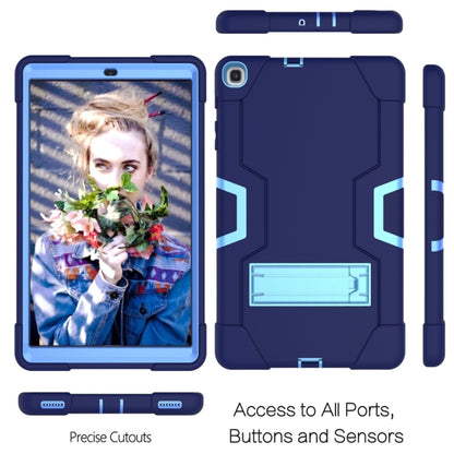 For Galaxy Tab A 10.1 (2019) T510 Contrast Color Silicone + PC Combination Case with Holder(Navy Blue + Blue) - Tab A 10.1 (2019) T510 / T515 by buy2fix | Online Shopping UK | buy2fix