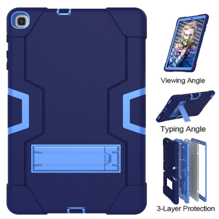 For Galaxy Tab A 10.1 (2019) T510 Contrast Color Silicone + PC Combination Case with Holder(Navy Blue + Blue) - Tab A 10.1 (2019) T510 / T515 by buy2fix | Online Shopping UK | buy2fix