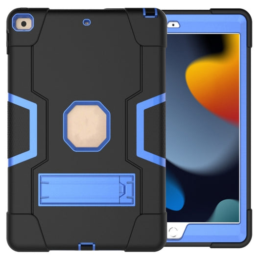 For iPad 10.2 Contrast Color Silicone + PC Combination Case with Holder(Black + Blue) - iPad 10.2 Cases by buy2fix | Online Shopping UK | buy2fix