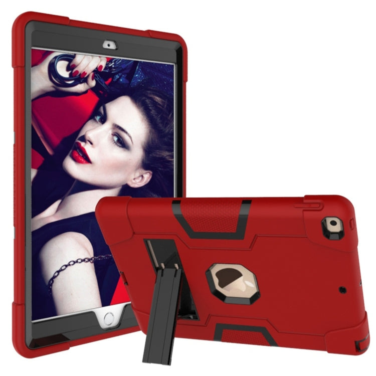 For iPad 10.2 Contrast Color Silicone + PC Combination Case with Holder(Red + Black) - iPad 10.2 Cases by buy2fix | Online Shopping UK | buy2fix