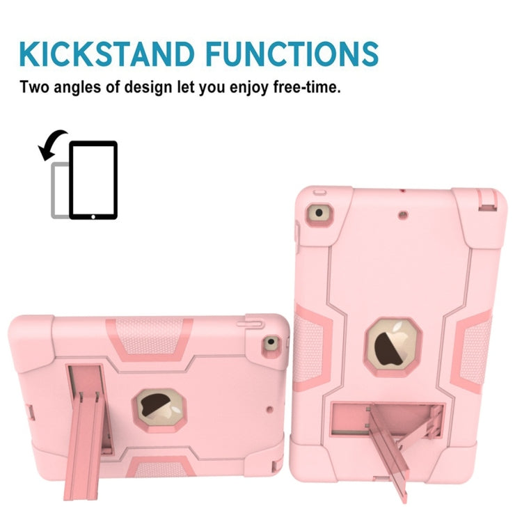 For iPad 10.2 Contrast Color Silicone + PC Combination Case with Holder(Rose Gold) - iPad 10.2 Cases by buy2fix | Online Shopping UK | buy2fix