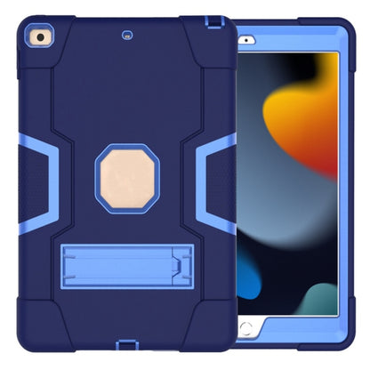 For iPad 10.2 Contrast Color Silicone + PC Combination Case with Holder(Navy Blue + Blue) - iPad 10.2 Cases by buy2fix | Online Shopping UK | buy2fix