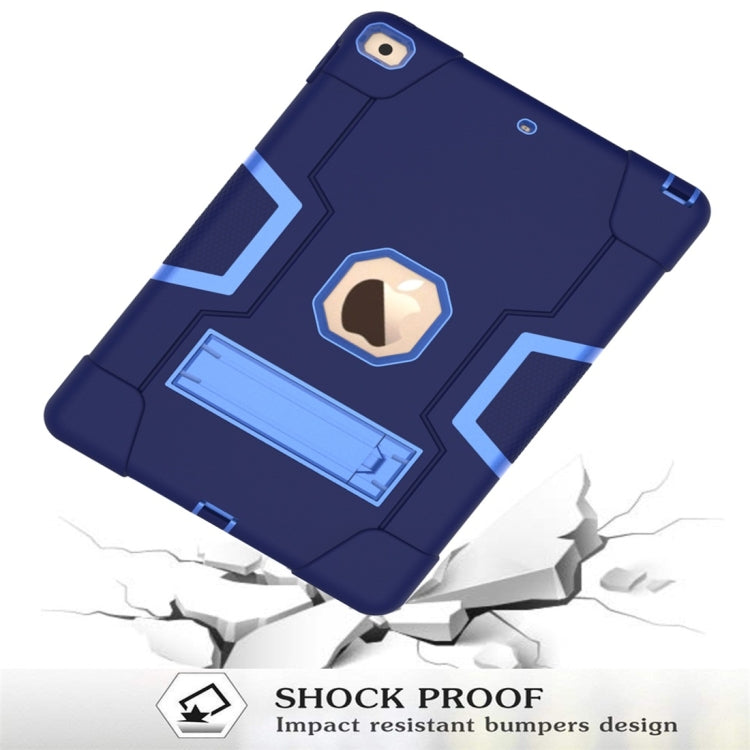 For iPad 10.2 Contrast Color Silicone + PC Combination Case with Holder(Navy Blue + Blue) - iPad 10.2 Cases by buy2fix | Online Shopping UK | buy2fix