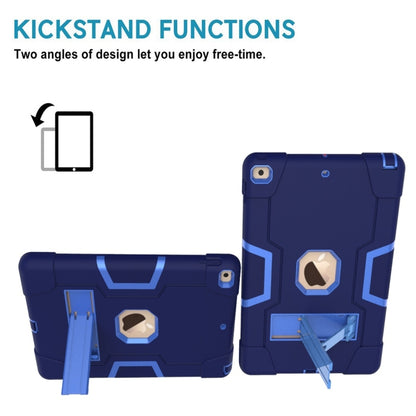 For iPad 10.2 Contrast Color Silicone + PC Combination Case with Holder(Navy Blue + Blue) - iPad 10.2 Cases by buy2fix | Online Shopping UK | buy2fix