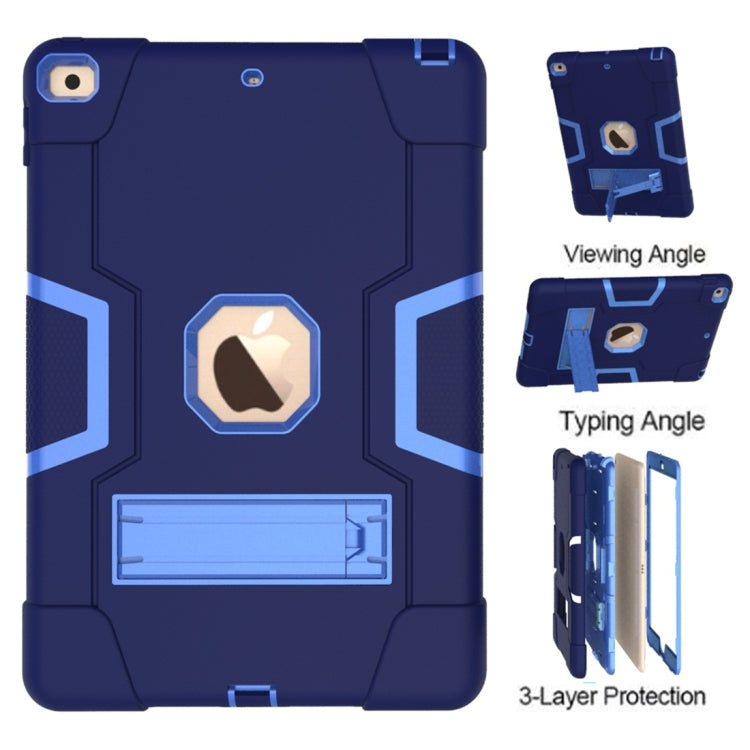For iPad 10.2 Contrast Color Silicone + PC Combination Case with Holder(Navy Blue + Blue) - iPad 10.2 Cases by buy2fix | Online Shopping UK | buy2fix