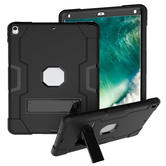 For iPad 10.5 Contrast Color Silicone + PC Combination Case with Holder(Black) - iPad Air (2019) Cases by buy2fix | Online Shopping UK | buy2fix