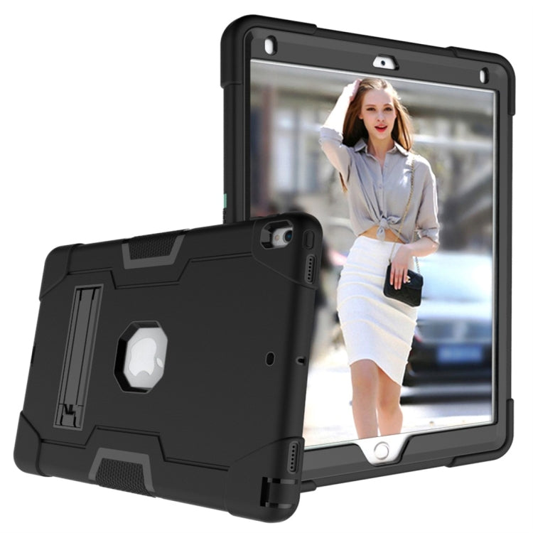 For iPad 10.5 Contrast Color Silicone + PC Combination Case with Holder(Black) - iPad Air (2019) Cases by buy2fix | Online Shopping UK | buy2fix