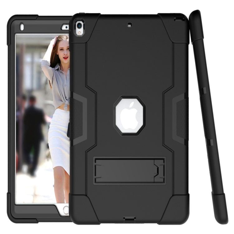 For iPad 10.5 Contrast Color Silicone + PC Combination Case with Holder(Black) - iPad Air (2019) Cases by buy2fix | Online Shopping UK | buy2fix